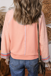 Waffle-Knit Round Neck Long Sleeve Top OutfitFlow